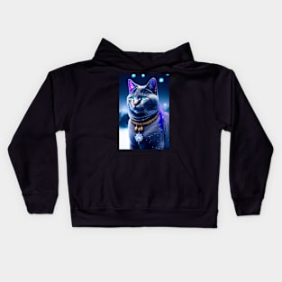 Magical Blue British Kitten Kids Hoodie